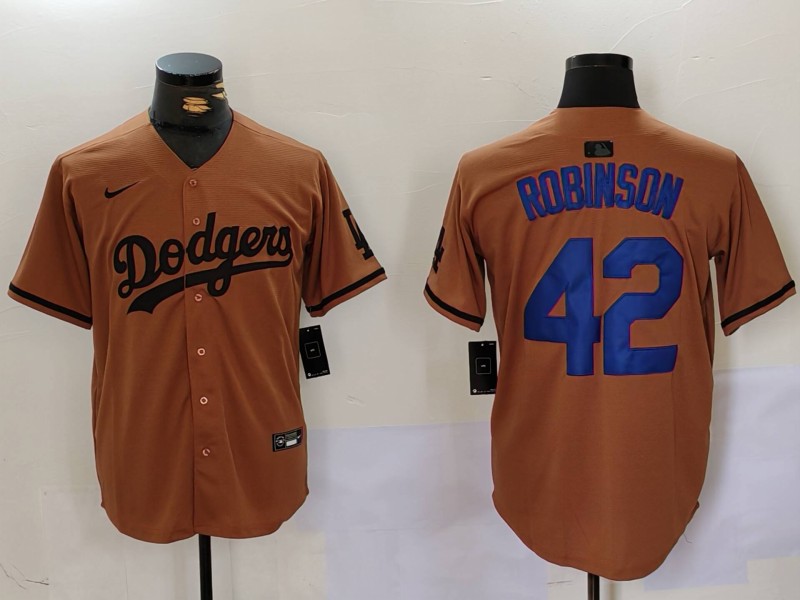 Men Los Angeles Dodgers #42 Robinson army green joint name 2024 Nike MLB Jersey style 1->los angeles dodgers->MLB Jersey
